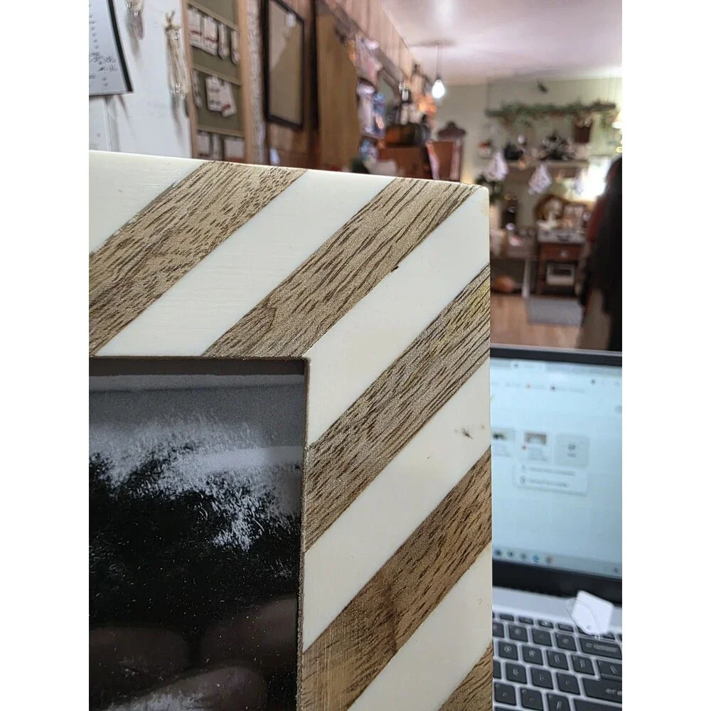 Threshold Chevron Wood & Resin Photo Frame 5x7 - Boho Modern Decor .